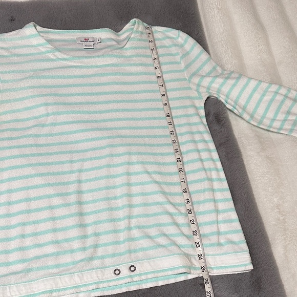 Vineyard Vines Medium Light Green Striped Terry Cloth Swim Cover Up Shirt - Picture 6 of 6